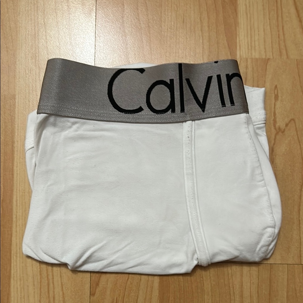 Calvin Klein White Briefs with Gray Waistband